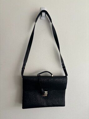 $1295 Bentley Motors Black Saffiano Leather Briefcase Attache | Silver Logo